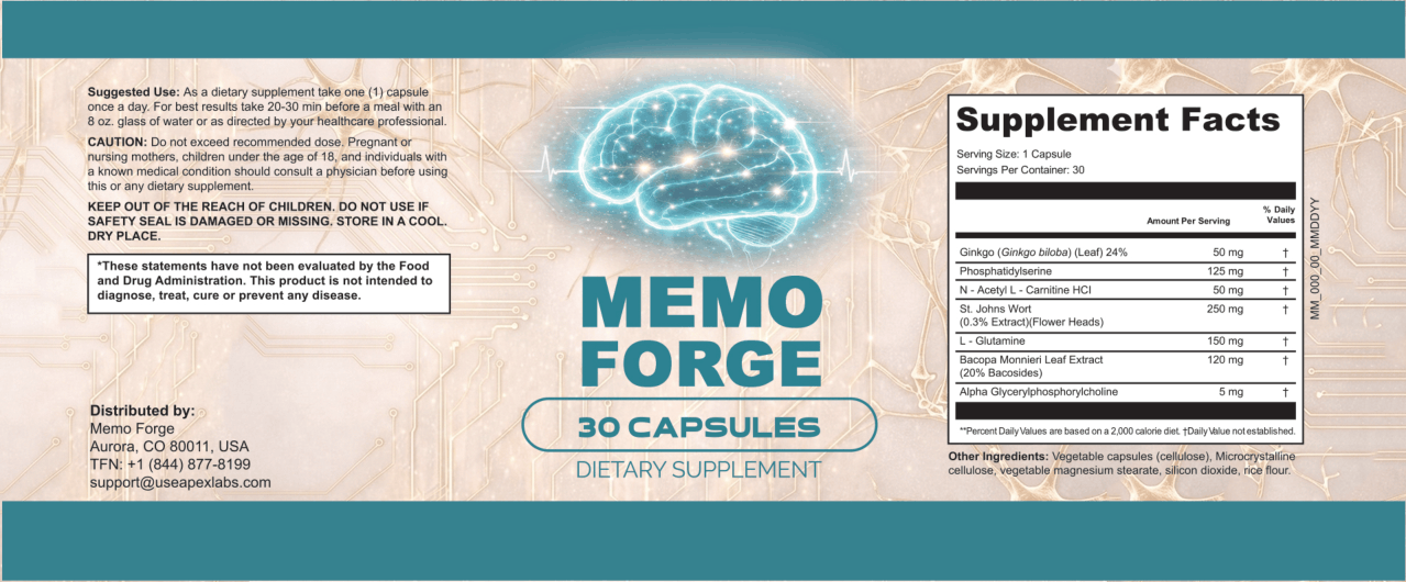 MemoForge Supplement Facts Label